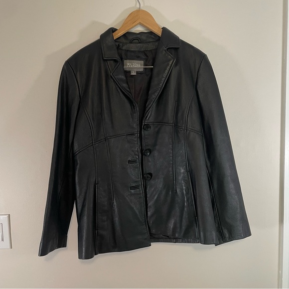 Vintage Wilson's Leather 90s Short Leather Jacket Women's Large Black - Picture 1 of 7